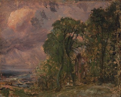 Pohled na Hampstead s bouřlivým počasím od John Constable