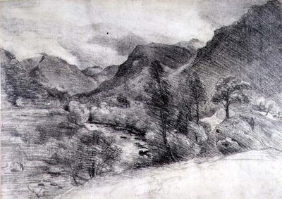 Borrowdale, Morning, cca 1806 (kresba tužkou na papíře) od John Constable