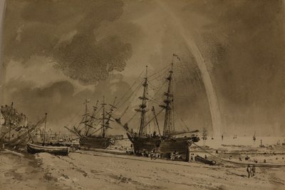 Brighton Beach s duhou: 1792 (akvarel na papíře). od John Constable