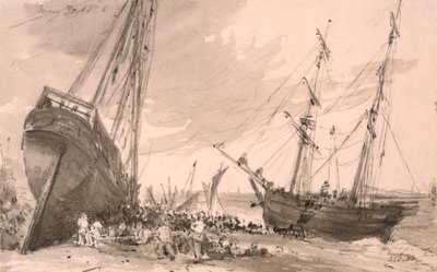 Brightonská pobřežní scéna se dvěma loděmi v popředí, 30. května 1828 od John Constable