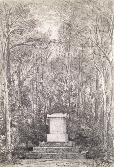 Kenotaph siru Joshua Reynolds v Coleorton Hall, Leicestershire, 1823 (kresba tužkou) od John Constable