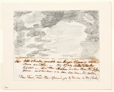Studie mraků (podle knihy Alexandra Cozense "Engravings of Skies"), asi 1822-23 (grafit na papíře) od John Constable