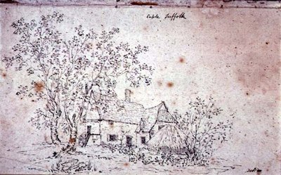 Chata v Caple, Suffolk (kresba) od John Constable