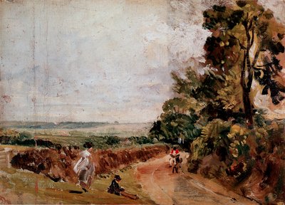 Country Road mezi East Bergholt a Flatford Painting by John Constable (1776-1837) 1811 cca. Slunce. 24,2x33 cm Londýn, Victoria and Albert Museum od John Constable