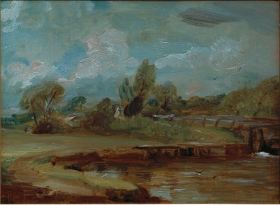 Flatford Lock z cesty u řeky od John Constable