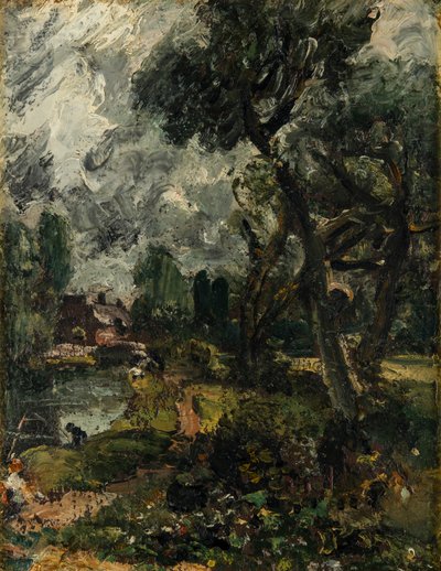 Flatfordský mlýn z mostu, asi 1814-17 (olej na plátně) od John Constable