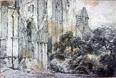 Ruiny kostela (kresba) od John Constable