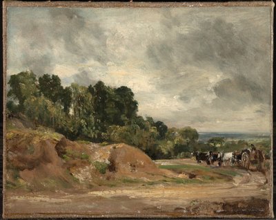 Písčiny a vůz s koňmi na Hampstead Heath od John Constable