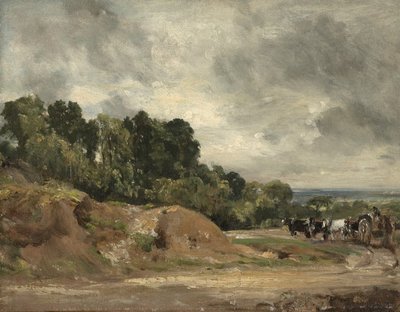 Písčiny a vozík a koně na Hampstead Heath, c.1820-25 od John Constable