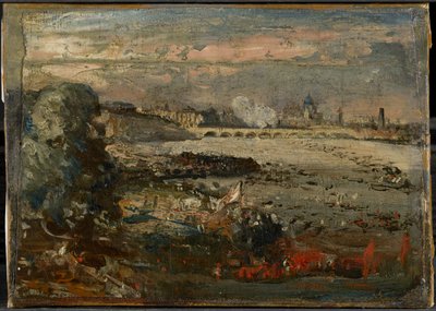 Skica k dílu „Otevření mostu Waterloo, pohled ze schodů Whitehall, 18. června 1817“ od John Constable