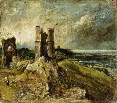 Náčrt hradu Hadleigh (recto) (olej na desce) od John Constable