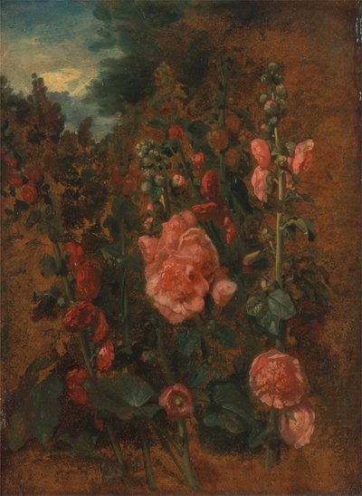 Studie Hollyhocks od John Constable