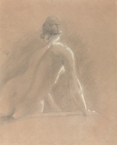 Studie ženského aktu při pohledu zezadu (křída na papíře) od John Constable