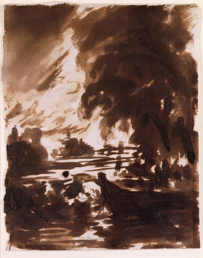 Stromy a úsek vody na Stour (hnědé mytí) od John Constable