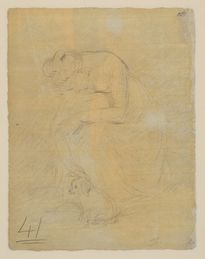 Žena sedící, se psem u nohou, vzadu, kolem roku 1806 od John Constable