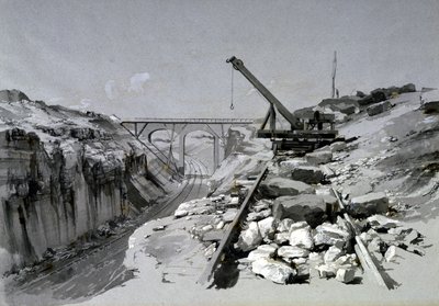 Blisworth Cutting, Northamptonshire, shora, 2. července 1837 (pero a inkoust a mytí na papíře) od John Cooke Bourne