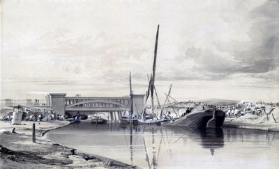 Most přes kanál Regents, duben 1837 (pero, inkoust a mytí na papíře) od John Cooke Bourne