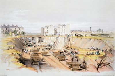 Stavba opěrné zdi poblíž Park Street, Camden Town, Londýn, 17. září 1836 1838 od John Cooke Bourne