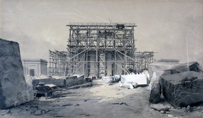 Stavba Euston Arch, leden 1838 (pero a inkoust a mytí na papíře) od John Cooke Bourne