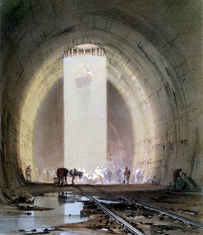 Výstavba tunelu Kilsby na londýnské a Birminghamské železnici, 8. července 1839 od John Cooke Bourne