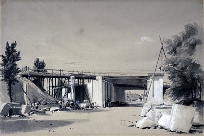 Denbigh Hall Bridge from the Road, 25. června 1837 (pero, inkoust a mytí na papíře) od John Cooke Bourne