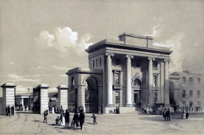 Vchod do Birminghamského nádraží, září 1838 (pero, inkoust a mytí na papíře) od John Cooke Bourne