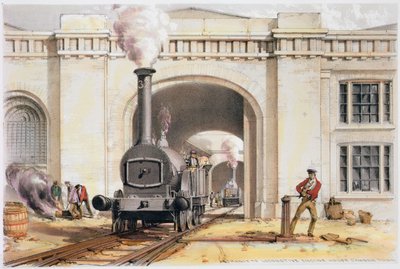 Vchod do strojovny lokomotivy, Camden Town, Londýn, 1839 od John Cooke Bourne