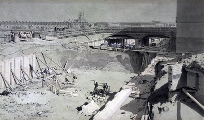 Hampstead Road Bridge, z Camdenské strany, 16. srpna 1836 (pero, inkoust a mytí na papíře) od John Cooke Bourne