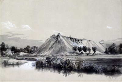 Making the Embankment ve Wolvertonu, 29. června 1837 (pero, inkoust a mytí na papíře) od John Cooke Bourne