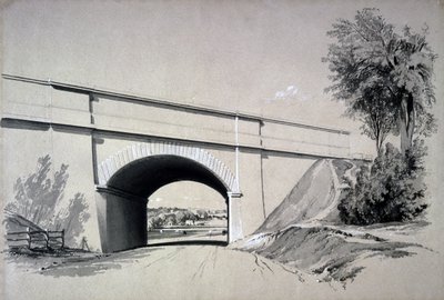 Oblique Bridge, Boxmoor, Hertfordshire, 12. června 1837 (pero, inkoust a mytí na papíře) od John Cooke Bourne