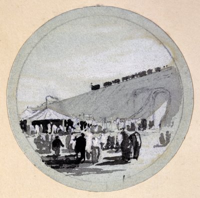 Opening, London & Birmingham Railway, c.1838 (pero, inkoust a mytí na papíře) od John Cooke Bourne