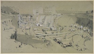 Park Street, Camden Town, 17. září 1836 (pero, inkoust a mytí na papíře) od John Cooke Bourne