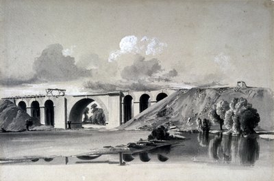 Sherbournský viadukt, poblíž Coventry, 27. července 1837 (pero, inkoust a mytí na papíře) od John Cooke Bourne