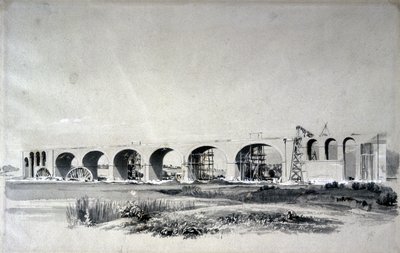 Wolverton viadukt, 30. června 1837 (pero a inkoust a mytí na papíře) od John Cooke Bourne