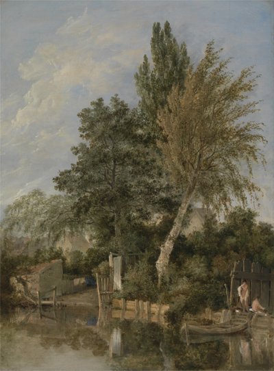 A River Scene with Boys Bathing, c.1817 (olej na panelu) od John Crome
