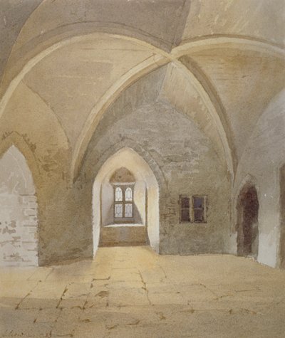 Vnitřní pohled na věznici v Bowyer Tower, Tower of London, Stepney, Londýn, 1883 od John Crowther