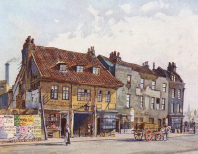 Ztracený Londýn: domy na západní straně Church Street, Lambeth (barevná litografie) od John Crowther