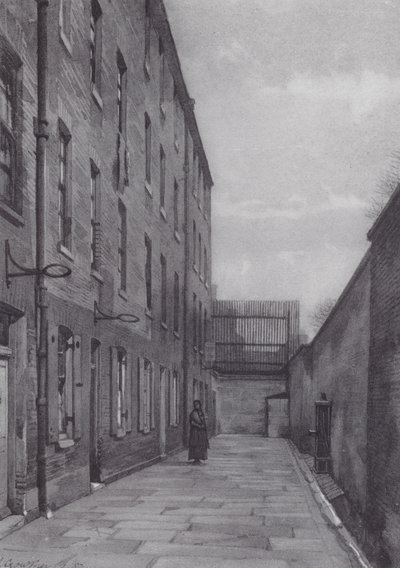 Ztracený Londýn: Marshalsea Place, část věznice pro dlužníky (litografie) od John Crowther
