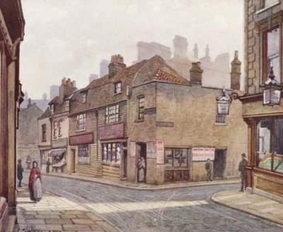 Ztracený Londýn: (barevná litografie): Staré domy ve Snowfields, Bermondsey od John Crowther