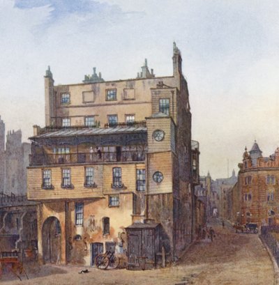 Ztracený Londýn: Dům sira Williama Congreva, jižní konec Cecil Street, Strand (barevná litografie) od John Crowther
