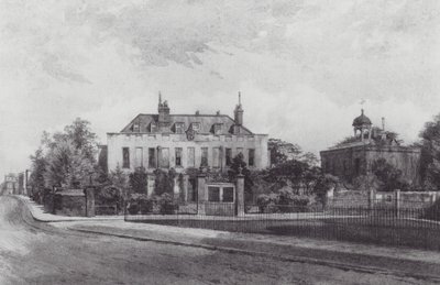 Ztracený Londýn: Stockwell Park House, ze Stockwell Parku (litografie) od John Crowther