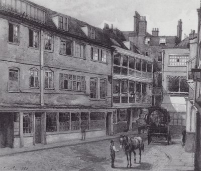 Lost London: Yard of the George Inn, Borough (litografie) od John Crowther