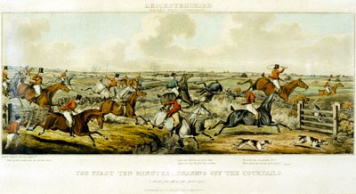 The First Ten Minutes, The Leicestershires, vyryl Henry Alken (1785-1851) 1825 (barevná rytina) od John Dean (after) Paul
