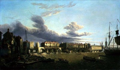 Pohled na Old London Bridge v roce 1747 (olej na plátně) od John Dean Paul