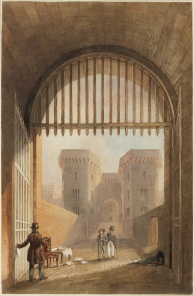 Gateway of the Gaol, Newcastle upon Tyne (čb, tuš a čb na papíře) od John Dobson
