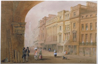 Pohled na Grey Street, Newcastle upon Tyne (bc, inkoust a wc na papíře) od John Dobson
