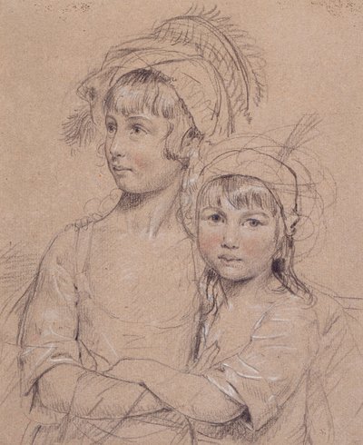 No.1857 Slečny Rigby, dvě dcery pana Rigbyho z Norwiche (1747-1821), slavného chirurga, 1778 (křída na papíře) od John Downman