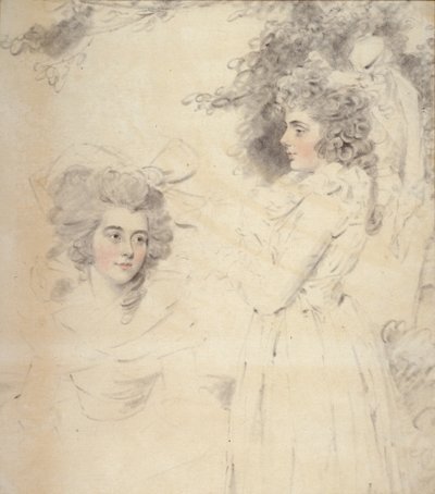 Portrét Georgiany, vévodkyně z Devonshire a lady Elizabeth Foster (akvarel a tužka na papíře) od John Downman