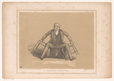 Karikatura s Robertem Peelem padajícím mezi dvě židle Nebezpečná situace (název na objektu) HB Sketches (název série na objektu) od John Doyle