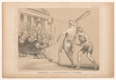 Spotprent se setkal s Wellingtonem as Herculesem Hercules za pomoci Iolase útočí na (indickou) Hydru (titul na předmětu) HB Sketches (název série na objektu) od John Doyle